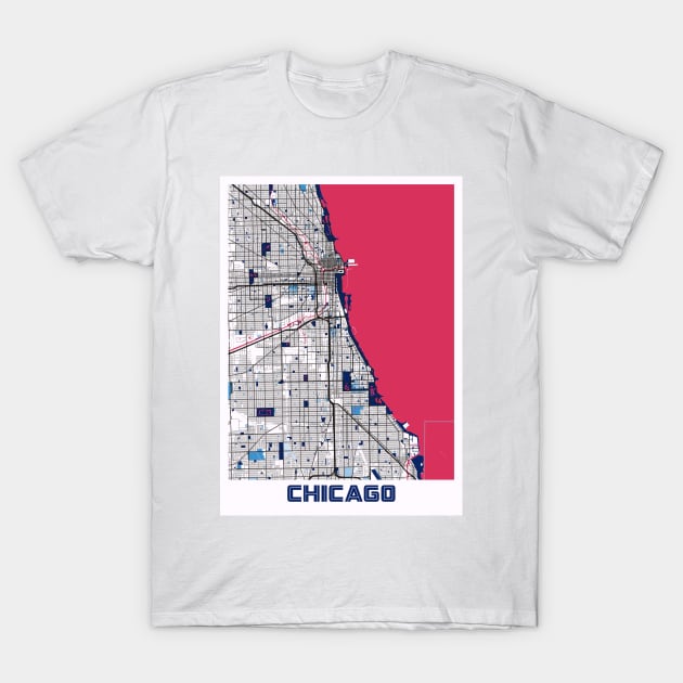 Chicago - Illinois MilkTea City Map T-Shirt by tienstencil